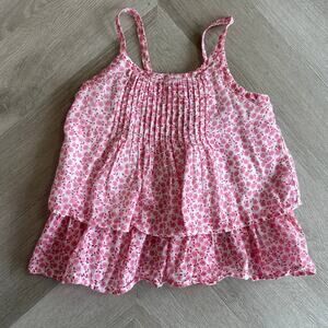 Old Navy Pink Floral Pintuck Tiered Tank Top Toddler Girls 3T